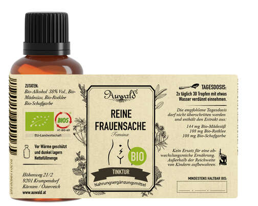 Sie sehen eine Packung Auwald® - Reine Frauensache - BIO Tropfen (Auszug, Extrakt, Essenz), Produktbild: 04 Auwald® - Reine Frauensache - BIO Tropfen (Auszug, Extrakt, Essenz), A-Nr.: 5679982 - 04