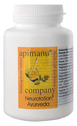 Sie sehen eine Packung Apimanu Neurotosan Ayurveda Kapseln, Produktbild: 01 Apimanu Neurotosan Ayurveda Kapseln, A-Nr.: 3158954 - 01