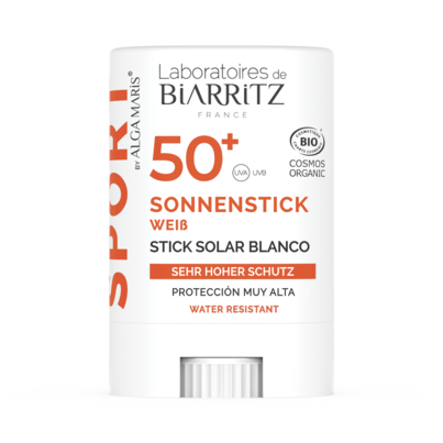 Sie sehen eine Packung Alga Maris Sport Sonnenstick LSF 50+ weiß, Produktbild: 01 Alga Maris Sport Sonnenstick LSF 50+ weiß, A-Nr.: 5384778 - 01
