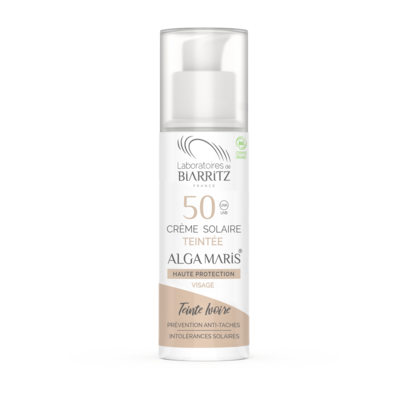 Sie sehen eine Packung Alga Maris getönte Sonnencreme bio für Gesicht LSF 50 elfenbein LdB, Produktbild: 01 Alga Maris getönte Sonnencreme bio für Gesicht LSF 50 elfenbein LdB, A-Nr.: 4544613 - 01
