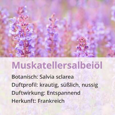 Sie sehen eine Packung Muskatellersalbeiöl, Produktbild: 02 Muskatellersalbeiöl, A-Nr.: 5296382 - 02