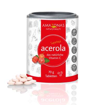 Acerola Vitamin C Lutschtabletten mit 17% Vitamin C, zuckerfrei, 120 Tabl., A-Nr.: 5229109 - 01