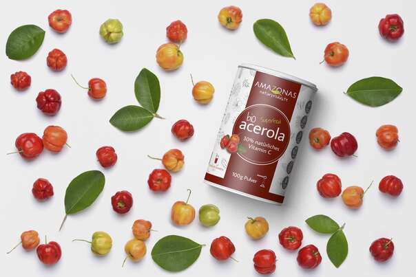 BIO Acerola Vitamin C Fruchtpulver, 100% pur, gefriergetrocknet mit 30% natürlichem Vitamin C, A-Nr.: 5659548 - 02