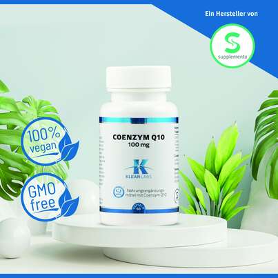 Sie sehen eine Packung Coenzym Q-10 100 mg Klean Labs Kapseln, Produktbild: 05 Coenzym Q-10 100 mg Klean Labs Kapseln, A-Nr.: 5755111 - 05