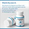 Sie sehen eine Packung Vitamin D3 1000 i.E. Klean Labs Tabletten, Produktbild: 06 Vitamin D3 1000 i.E. Klean Labs Tabletten, A-Nr.: 5598284 - 06