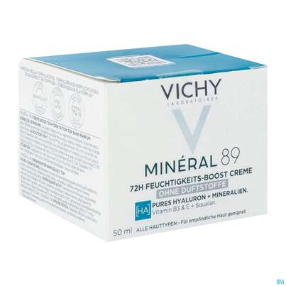 Sie sehen eine Packung Vichy Mineral 89 Creme Ohne Duftstoffe 50ml, Produktbild: 07 Vichy Mineral 89 Creme Ohne Duftstoffe 50ml, A-Nr.: 5667878 - 07