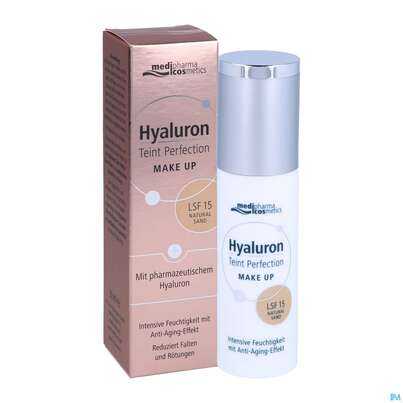 Sie sehen eine Packung Hyaluron Teint Perfection Make-up Natural Sand 30ml, Produktbild: 07 Hyaluron Teint Perfection Make-up Natural Sand 30ml, A-Nr.: 4834765 - 07
