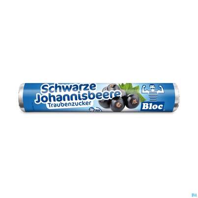 Sie sehen eine Packung Bloc Traubenzucker Rollen Johannisbeere 42g, Produktbild: 01 Bloc Traubenzucker Rollen Johannisbeere 42g, A-Nr.: 0753231 - 01