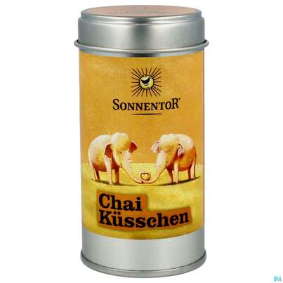 Sie sehen eine Packung Sonnentor Chai Kuesschen Streudose 07754 70g, Produktbild: 01 Sonnentor Chai Kuesschen Streudose 07754 70g, A-Nr.: 3871215 - 01