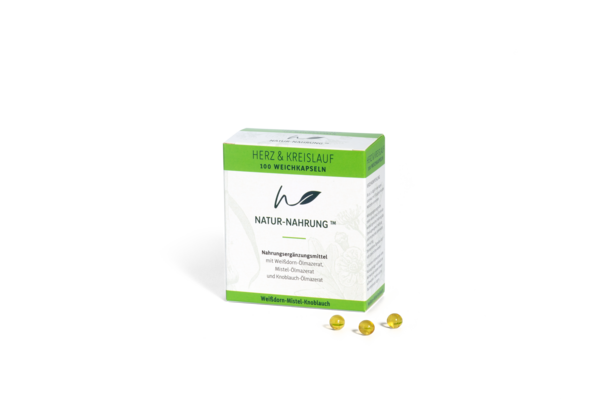 Sie sehen eine Packung NATUR-NAHRUNG(TM) Herz+Kreislauf Weichkapseln 100 Stk., Produktbild: 01 NATUR-NAHRUNG(TM) Herz+Kreislauf Weichkapseln 100 Stk., A-Nr.: 5706259 - 01