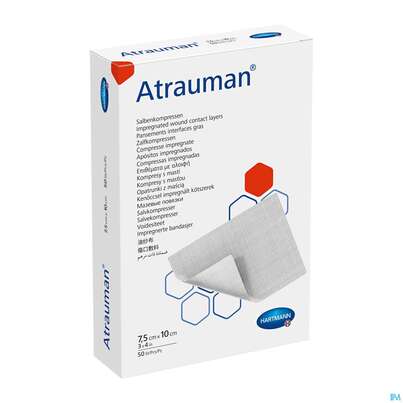 Sie sehen eine Packung Wundauflagen Atrauman Salbenvlies Wirkstofffr Steril 7,5x 10cm 50st, Produktbild: 05 Wundauflagen Atrauman Salbenvlies Wirkstofffr Steril 7,5x 10cm 50st, A-Nr.: 1708882 - 05