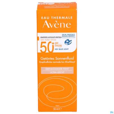 Sie sehen eine Packung Avène Getöntes Sonnenfluid Spf 50+ 50ml, Produktbild: 03 Avène Getöntes Sonnenfluid Spf 50+ 50ml, A-Nr.: 5598982 - 03