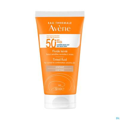 Sie sehen eine Packung Avène Getöntes Sonnenfluid Spf 50+ 50ml, Produktbild: 07 Avène Getöntes Sonnenfluid Spf 50+ 50ml, A-Nr.: 5598982 - 07