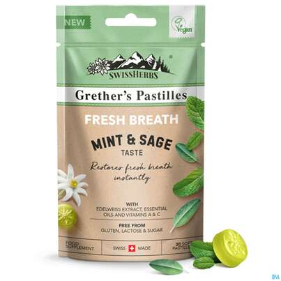 Swissherbs Grether’s Pastilles Fresh Breath Zuckerfrei 45g, A-Nr.: 5384749 - 01