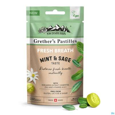 Swissherbs Grether’s Pastilles Fresh Breath Zuckerfrei 45g, A-Nr.: 5384749 - 02