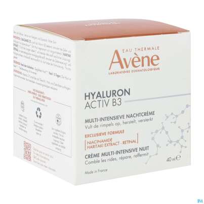 Sie sehen eine Packung Avene Hyaluron Activ B3 Nachtcreme 40ml, Produktbild: 04 Avene Hyaluron Activ B3 Nachtcreme 40ml, A-Nr.: 5693261 - 04