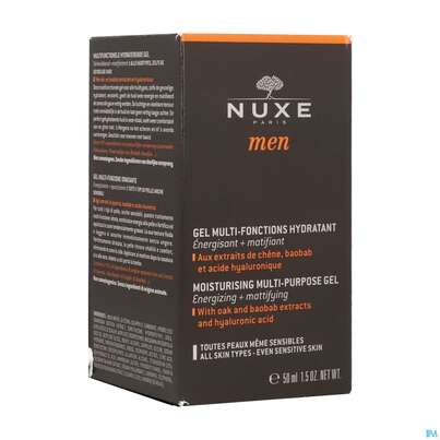 Sie sehen eine Packung Nuxe Men Gel Multi-fontions Hydratant 50ml, Produktbild: 02 Nuxe Men Gel Multi-fontions Hydratant 50ml, A-Nr.: 4080504 - 02