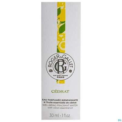 Sie sehen eine Packung Roger&gallet Cédrat Duftendes Wohlfühl-wasser 30ml, Produktbild: 03 Roger&gallet Cédrat Duftendes Wohlfühl-wasser 30ml, A-Nr.: 5668837 - 03