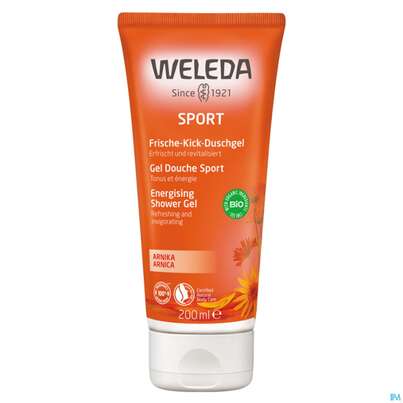 Sie sehen eine Packung Weleda Sport-frische Kick Duschgel Arnika 200ml, Produktbild: 01 Weleda Sport-frische Kick Duschgel Arnika 200ml, A-Nr.: 4269213 - 01