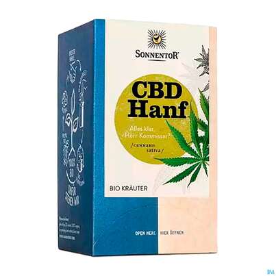 Sie sehen eine Packung Sonnentor Tee/bio/doppelkammerbeutel Hanf Cbd 02625 18st, Produktbild: 01 Sonnentor Tee/bio/doppelkammerbeutel Hanf Cbd 02625 18st, A-Nr.: 5226915 - 01